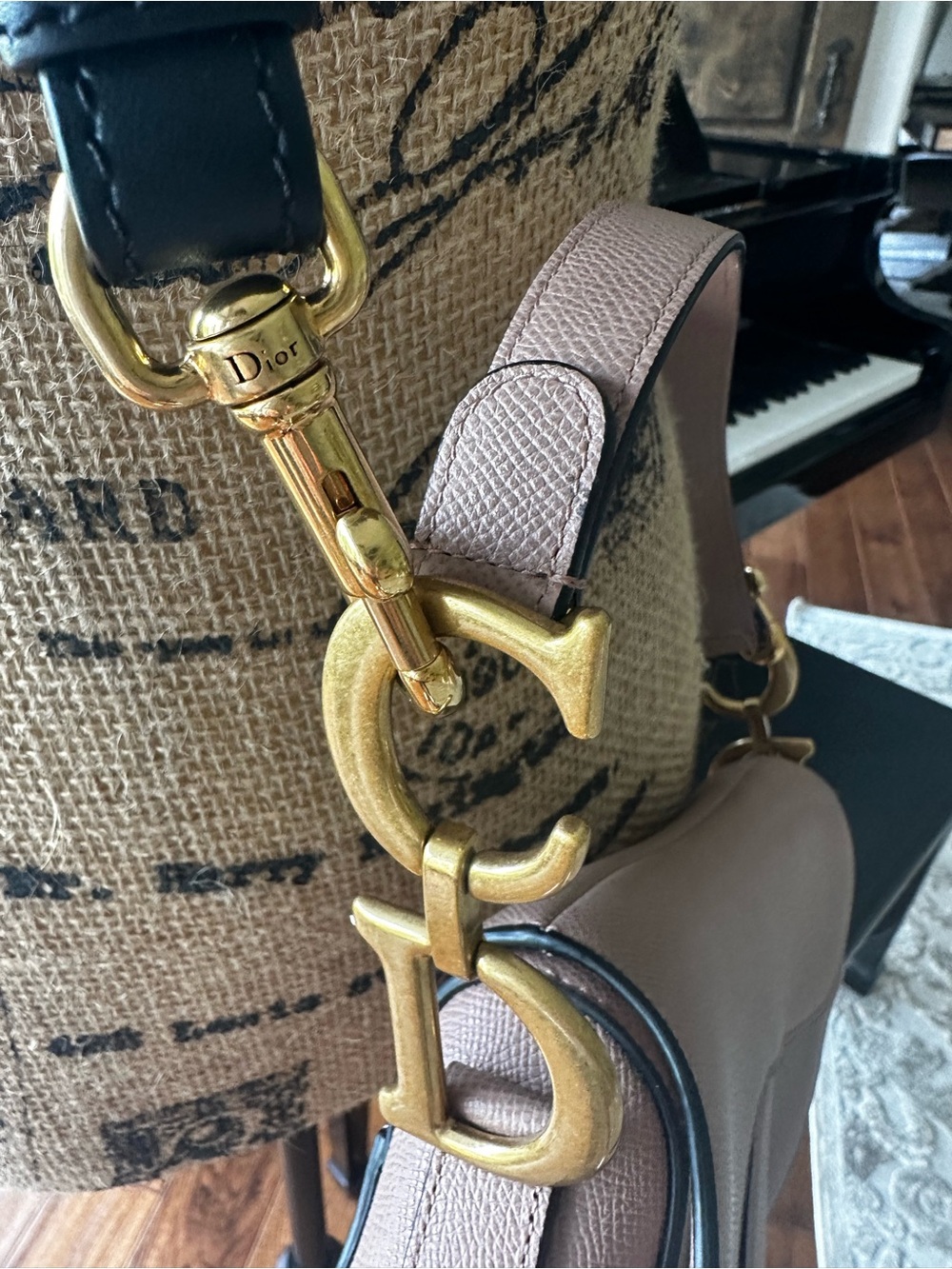Authentic Christian Dior Taupe Saddle Shoulder Bag Gold Hardware Crossbody Strap - Picture 4 of 16